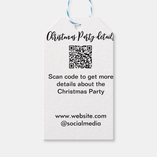 Kerstfeest Scan QR-code details website social med Cadeaulabel (Voorkant)