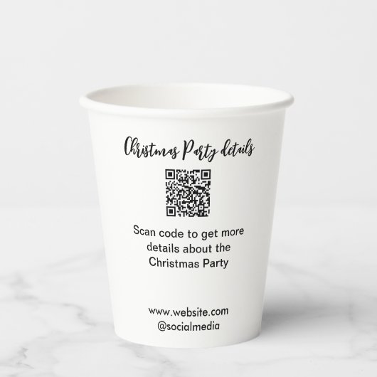 Kerstfeest Scan QR-code details website social med Papieren Bekers (Voorkant)