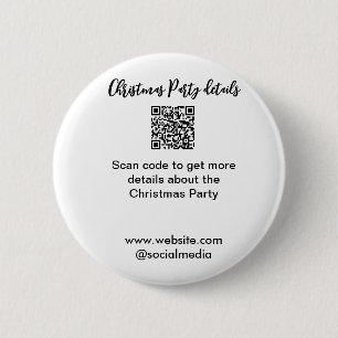 Kerstfeest Scan QR-code details website social med Ronde Button 5,7 Cm
