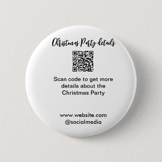 Kerstfeest Scan QR-code details website social med Ronde Button 5,7 Cm (Voorkant)