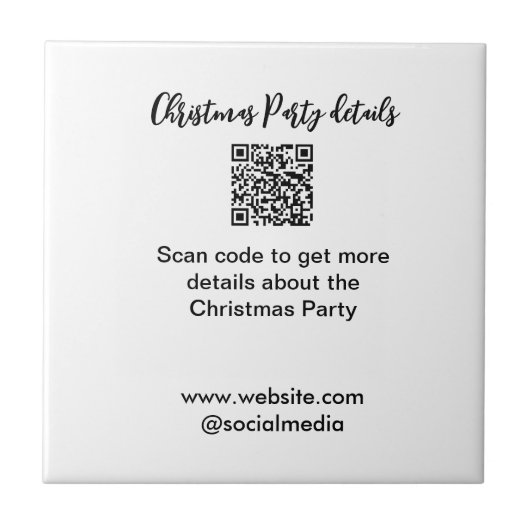 Kerstfeest Scan QR-code details website social med Tegeltje (Voorkant)