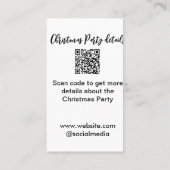 Kerstfeest Scan QR-code details website social med Visitekaartje (Achterkant)