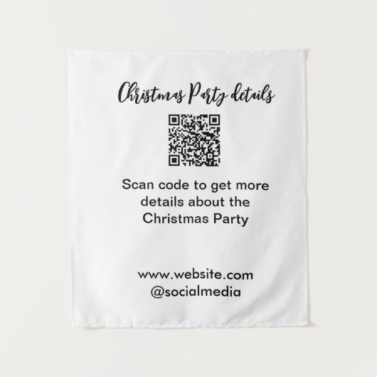 Kerstfeest Scan QR-code details website social Wandkleed (Voorkant)