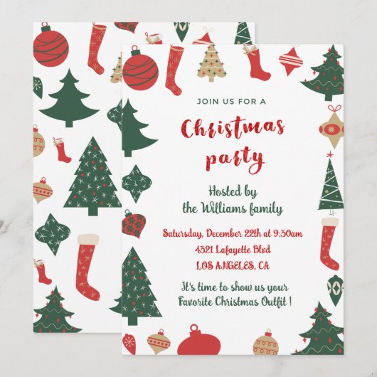 Kerstfeest Schattigee bomen Sokken Kaart (Voorkant / Achterkant)