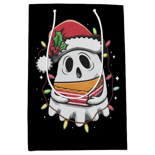 Kerstfeest Schattigee Ghost Santa Party kerstvakan Medium Cadeauzakje (Voorkant)