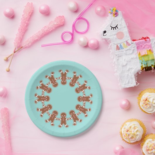 Kerstfeest Schattigee Gingerbread Boys Papieren Bo Papieren Bordje (Feest)