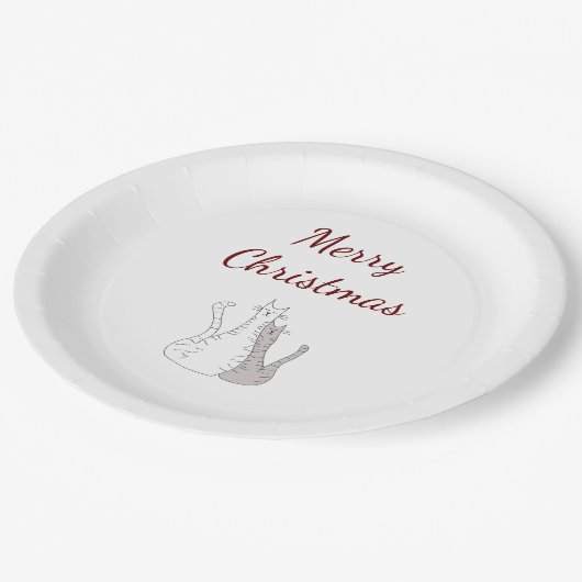 Kerstfeest Schattigee Katten Elegant Rood Script Papieren Bordje (Gekanteld)
