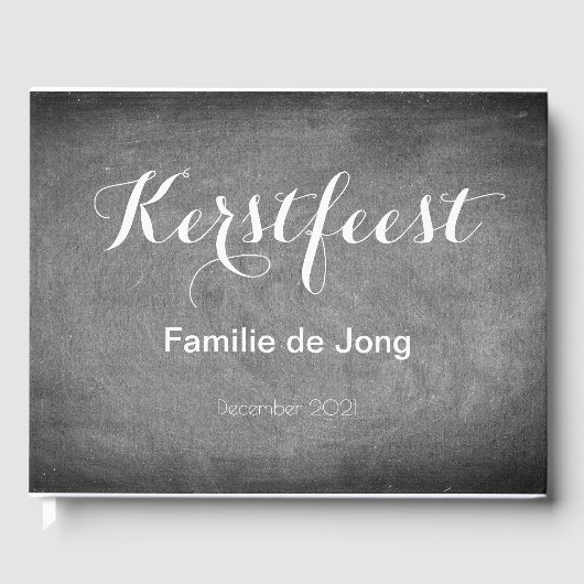 Kerstfeest Schoolbord Stijl Krijtjes Typography Gastenboek (Voorkant)