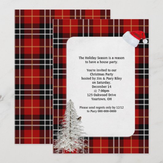 Kerstfeest Schotse tartan geruite ontwerp Kaart (Voorkant / Achterkant)