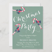 Kerstfeest Script Candy Cane Vintage Uitnodiging (Voorkant)