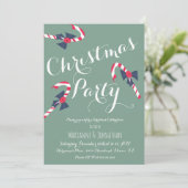 Kerstfeest Script Candy Cane Vintage Uitnodiging  (Staand voorkant)