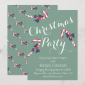 Kerstfeest Script Candy Cane Vintage Uitnodiging  (Voorkant / Achterkant)