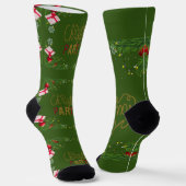 Kerstfeest Script Groene Sokken (Gebogen)