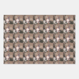  kerstfeest Sepia Rustic Gnome Pattern Inpakpapier Vel