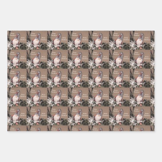  kerstfeest Sepia Rustic Gnome Pattern Inpakpapier Vel (Voorkant)