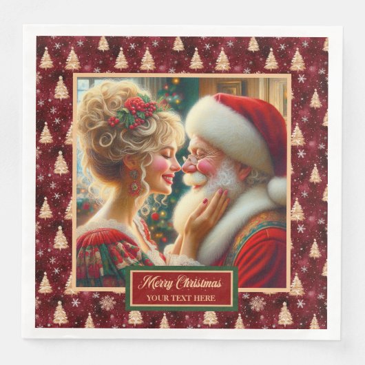 Kerstfeest Servetten Rood Goud Groen Sinterklaas (Voorkant)