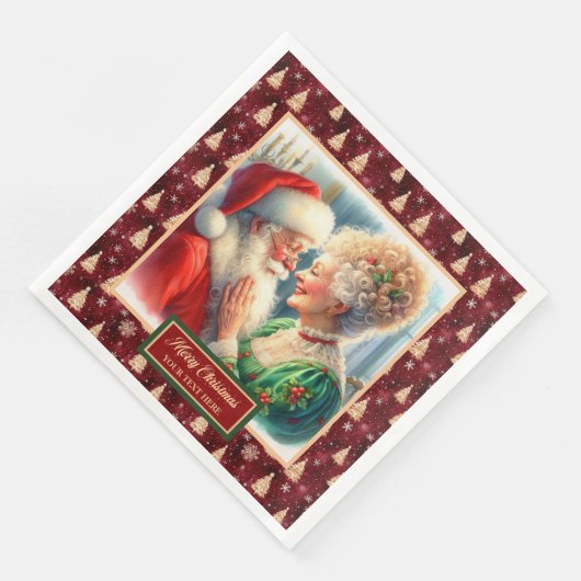 Kerstfeest Servetten Rood Goud Groene Kerstman (Hoek)