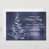 Kerstfeest Shiny Blue Ribbon Tree Sparkle Kaart (Voorkant)