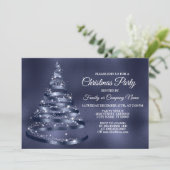 Kerstfeest Shiny Blue Ribbon Tree Sparkle Kaart (Staand voorkant)