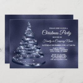 Kerstfeest Shiny Blue Ribbon Tree Sparkle Kaart