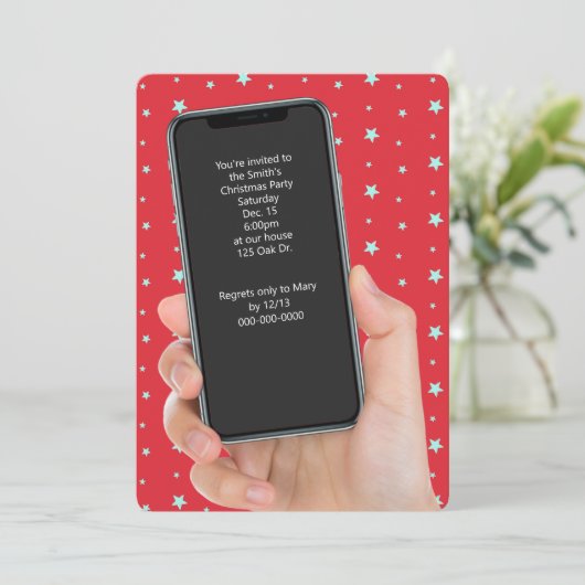 Kerstfeest SMS-bericht op telefoon Kaart (Staand voorkant)