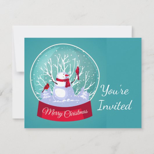 Kerstfeest sneeuwbol sneeuwpop kardinaal vogel kaart (Achterkant)