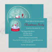 Kerstfeest sneeuwbol sneeuwpop kardinaal vogel kaart (Voorkant / Achterkant)