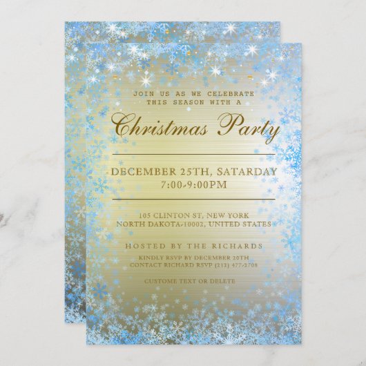 Kerstfeest Sneeuwvlok Glitter Sparkle Stars Kaart (Voorkant / Achterkant)