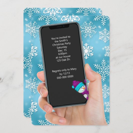 Kerstfeest sneeuwvlok tekstbericht kaart (Voorkant / Achterkant)