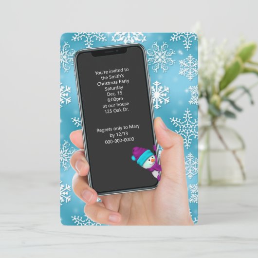 Kerstfeest sneeuwvlok tekstbericht kaart (Staand voorkant)