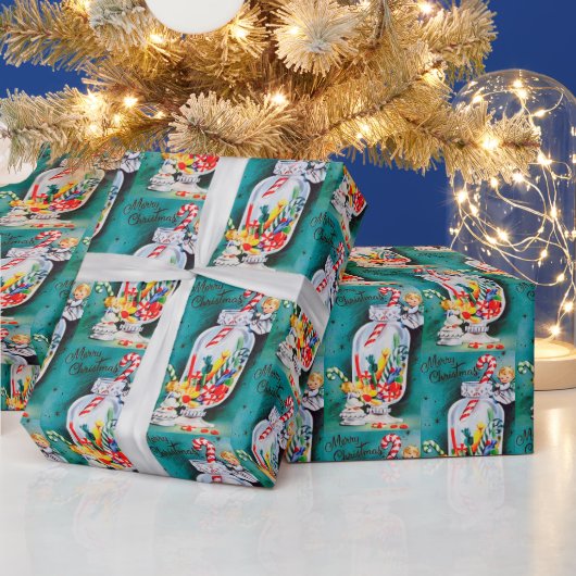 Kerstfeest snoep Angels retro partij Cadeaupapier (Feestdagen)