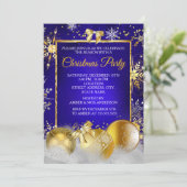 kerstfeest Snowflake Royal Blue Gold Bauble Kaart (Staand voorkant)