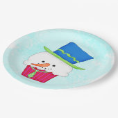 kerstfeest Snowman Cupcake Art Dessert Papieren Bordje (Gekanteld)