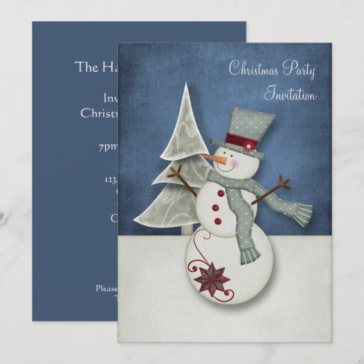 Kerstfeest Snowman Kaart (Voorkant / Achterkant)