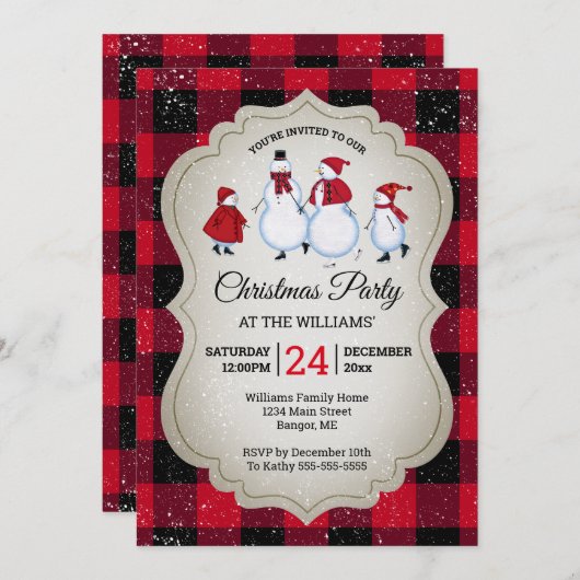 kerstfeest Snowman Skating Buffalo Play Kaart (Voorkant / Achterkant)