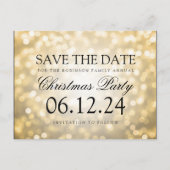 kerstfeest sparen de datum gouden glitterlichten aankondigingskaart (Voorkant)
