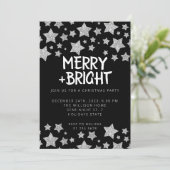 Kerstfeest Sparkle Stars Merry helder zwart Kaart (Staand voorkant)