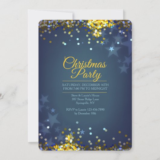 Kerstfeest Sparkles Uitnodiging (Voorkant)