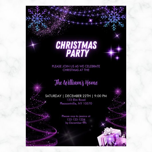 Kerstfeest sprankelende bomen | Sneeuwvlokken Ster Kaart