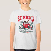 Kerstfeest St. Nick's Hot Chocolate Traditie Tri-Blend Shirt (Voorkant)