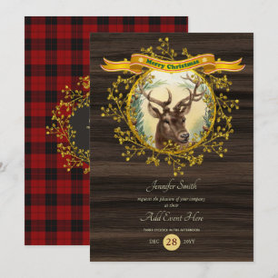 Kerstfeest STAG Party Buffalo Plaid Evenement uit Kaart