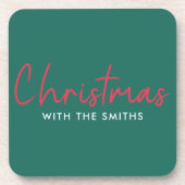 Kerstfeest | Stijlvol Trendy Forest Green Bier Onderzetter (Voorkant)