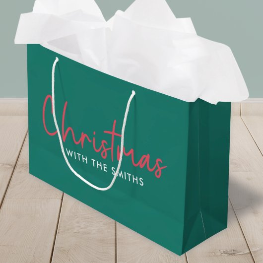 Kerstfeest | Stijlvol Trendy Forest Green Groot Cadeauzakje