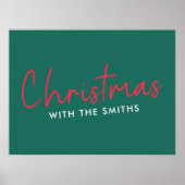 Kerstfeest | Stijlvol Trendy Forest Green Poster (Voorkant)