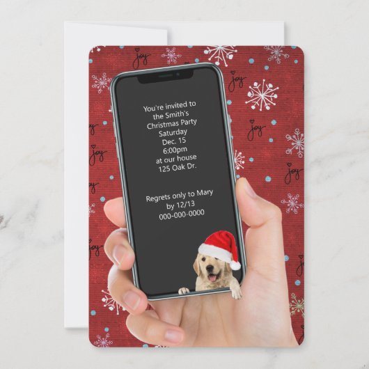 Kerstfeest Tekst uitnodiging op telefoon (Voorkant)