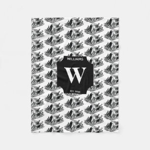 kerstfeest Thanksgiving Vintage Turkije Monogramme Fleece Deken