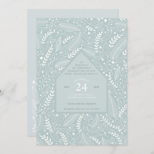 Kerstfeest thuis kaart (Voorkant / Achterkant)