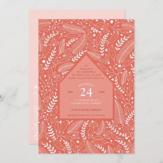 Kerstfeest thuis kaart (Voorkant / Achterkant)