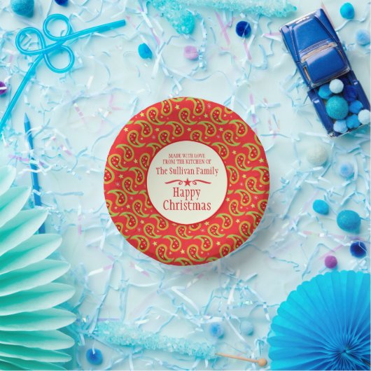 Kerstfeest thuis maakte feestdag rood bakken papieren kommen (Feest)