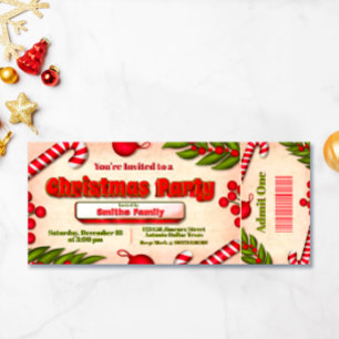 Kerstfeest Ticket  Kaart